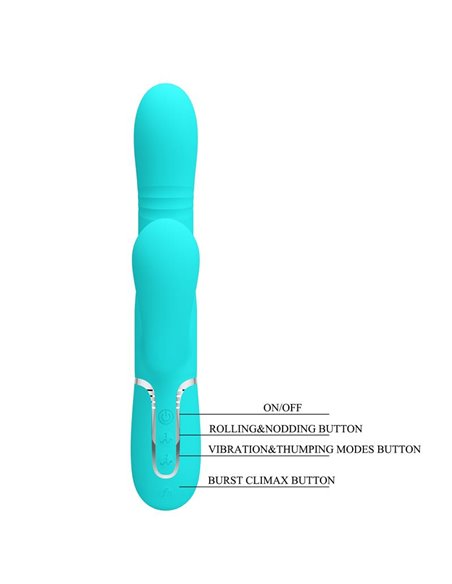 Mariana Vibrador 4 en 1 Silicona Turquesa