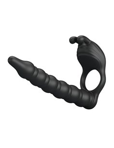 Blackney Anillo Vibrador con Plug Silicona Negro 2