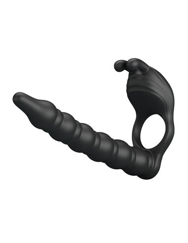 Blackney Anillo Vibrador con Plug Silicona Negro