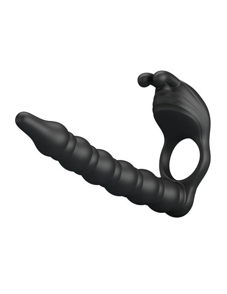 Blackney Anillo Vibrador con Plug Silicona Negro