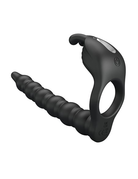 Blackney Anillo Vibrador con Plug Silicona Negro