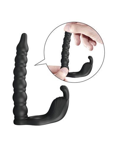 Blackney Anillo Vibrador con Plug Silicona Negro