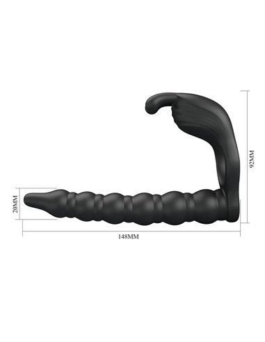 Blackney Anillo Vibrador con Plug Silicona Negro