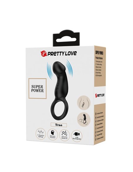 Trae Anillo Vibrador  Silicona USB Negro