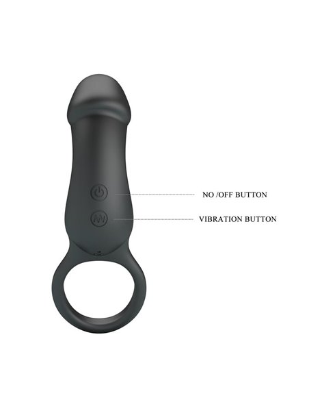 Trae Anillo Vibrador  Silicona USB Negro