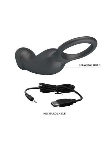 Trae Anillo Vibrador  Silicona USB Negro