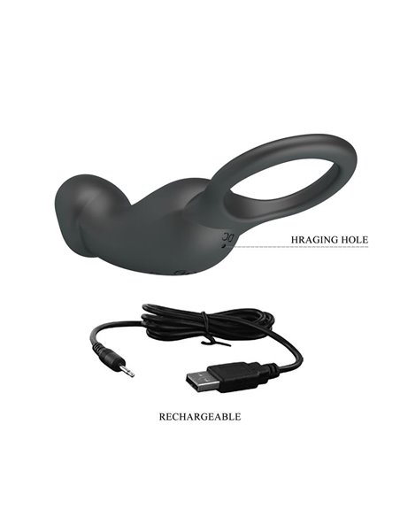 Trae Anillo Vibrador  Silicona USB Negro