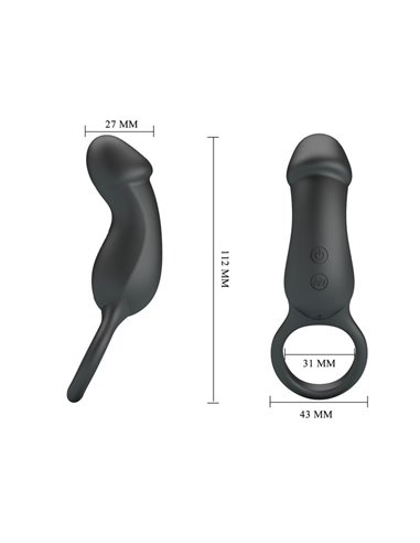 Trae Anillo Vibrador  Silicona USB Negro
