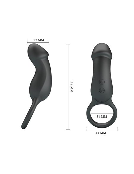 Trae Anillo Vibrador  Silicona USB Negro