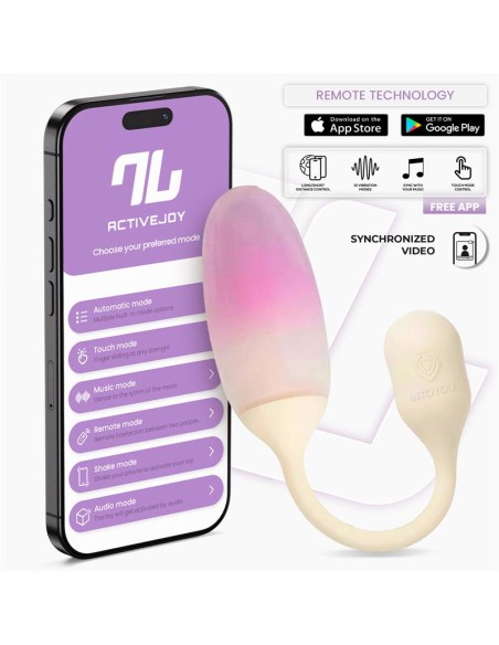 NexEgg Huevo Vibrador Silicona Doble capa App Beige/Rosa