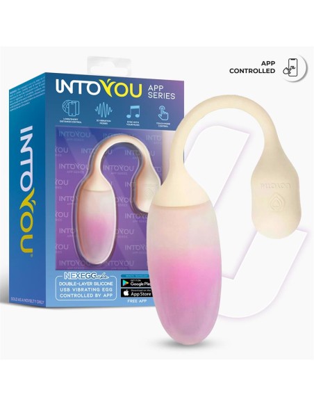 NexEgg Huevo Vibrador Silicona Doble capa App Beige/Rosa