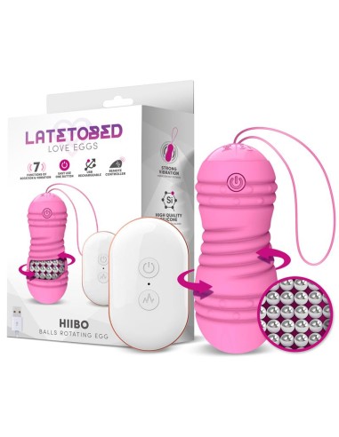 Hiibo Huevo Vibrador con Rotación Control Remoto USB Silicona Rosa