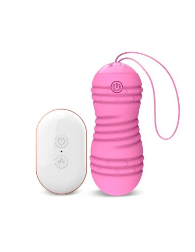 Hiibo Huevo Vibrador con Rotación Control Remoto USB Silicona Rosa