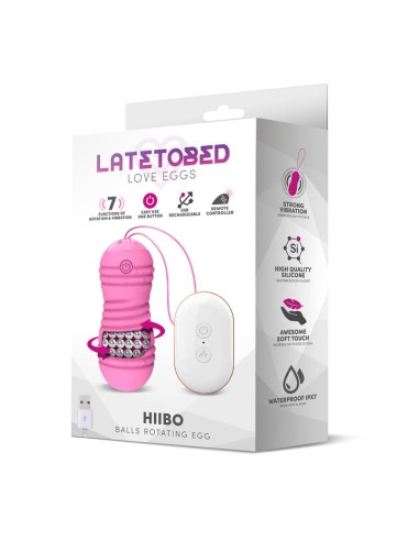 Hiibo Huevo Vibrador con Rotación Control Remoto USB Silicona Rosa