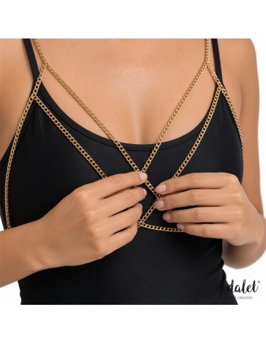 Mamen Sujetador de Cadenas Dorado Talla Única