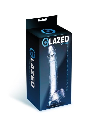 Dildo Realista con Testículos Material Cristalino 15,5 cm