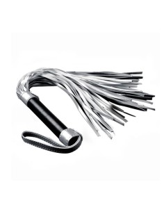 Flogger Cuero Sintético Plateado y Negro