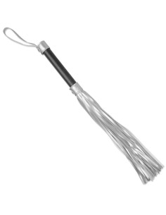 Flogger Cuero Sintético Plateado y Negro 2