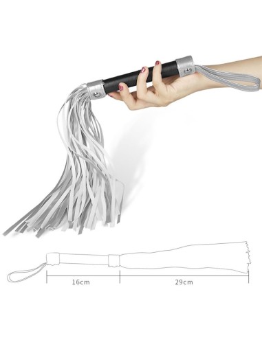 Flogger Cuero Sintético Plateado y Negro