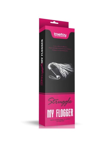 Flogger Cuero Sintético Plateado y Negro