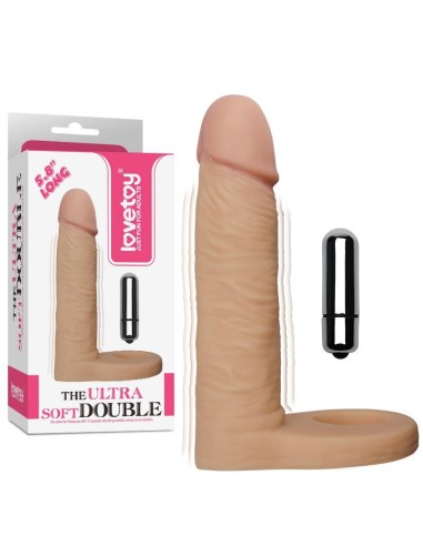 Dildo The Ultra Soft Double con Vibración 5.8 Natural