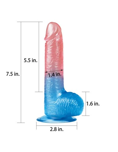 Dildo Dazzle Studs 7.5 Rosa y Azul