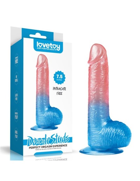 Dildo Dazzle Studs 7.5 Rosa y Azul