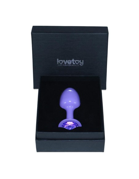 Plug Anal de Metal Púrpura Rosebud con Joya Azul