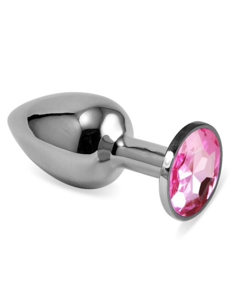 Plug Anal Plateado Rosebud Classic con Joya Rosa Talla S