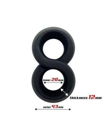 Anillo Doble para el Pene 100% Silicona Líquida 2 cm Negro