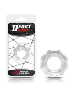 Anillo para el Pene Súper Flexible Poligonal 2.2 cm Transparente