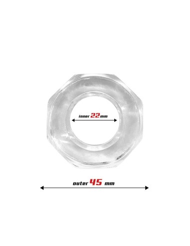 Anillo para el Pene Súper Flexible Poligonal 2.2 cm Transparente
