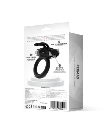 Fermax Anillo Vibrador con Conejito USB Silicona Negro