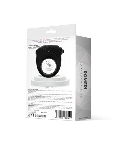 Romeri Anillo  Bala Vibradora Silicona Negro