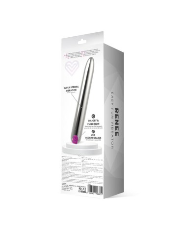 Renee Vibrador 10 Funciones 18,5 cm USB Plata