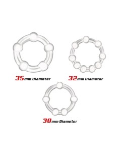 Set 3 Anillos para el Pene Beaded Flexibles Transparente 2