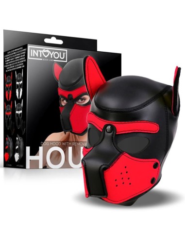 Hound Máscara de Perro Neopreno Hocico Extraíble Negro/Rojo Talla Única