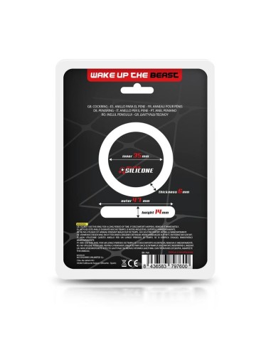 Anillo para el Pene Forma Plana Silicona Sólida 3.5 cm Negro