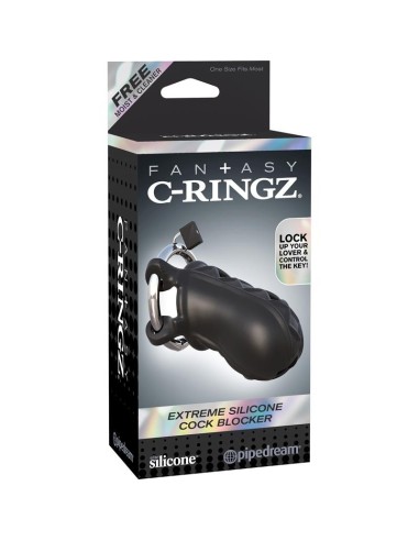 Fantasy C-Ringz Jaula de Bloqueo extremo de Silicona Color Negro