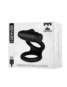 Denver Anillo Doble con Bala Vibradora USB Silicona Negro 2