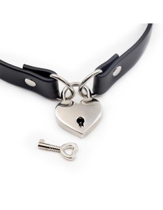 Collar con Candado de Corazón Cuero Vegano Talla Única 2