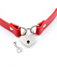 Collar con Candado de Corazón Cuero Vegano Talla Única 2