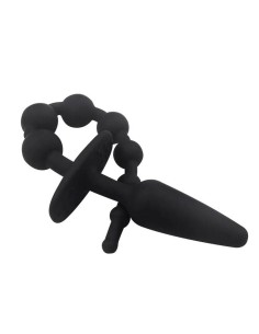 Plug Anal con Cadena Anal Silicona Negro 2