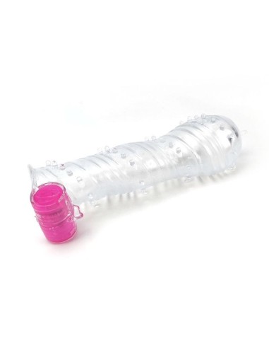 Funda para el Pene Texturizada con Bala Vibradora Transparente